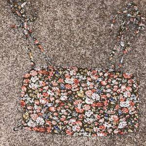 Tie Strap Floral Crop Top